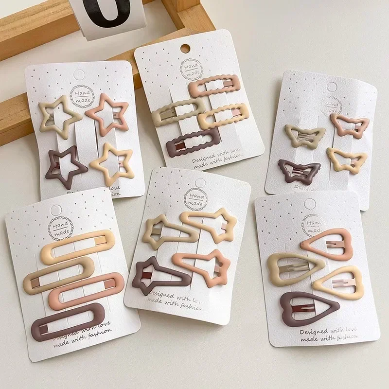 Hair Clips 4pc/set Baby Girl Korean Style Milk Tea Color Barrettes