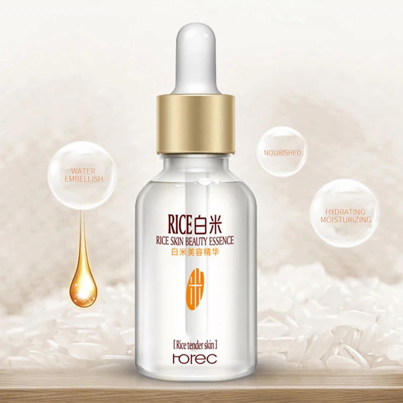 

15ml White Rice Whitening Serum Face Moisturizing Cream Shrink Pores Brighten Enzyme Anti Wrinkle Anti Aging Skin Care Essence