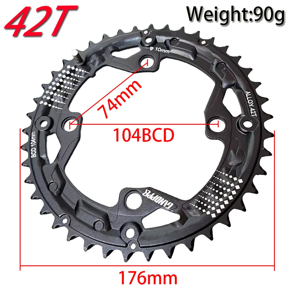Corona Per Bicicletta 22 Denti - Acciaio Al Carbonio, BCD 64mm - Per Mountain Bike 8/9/10 Velocità
