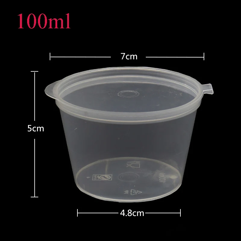 50 Small Plastic Sauce Cups Food Storage Containers Clear Boxes 25ml 40ml  50ml