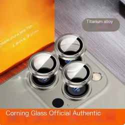 Premium Metal Camera Lens Protector with Tempered Glass and Protective Film - 15pro (Titanium gray)