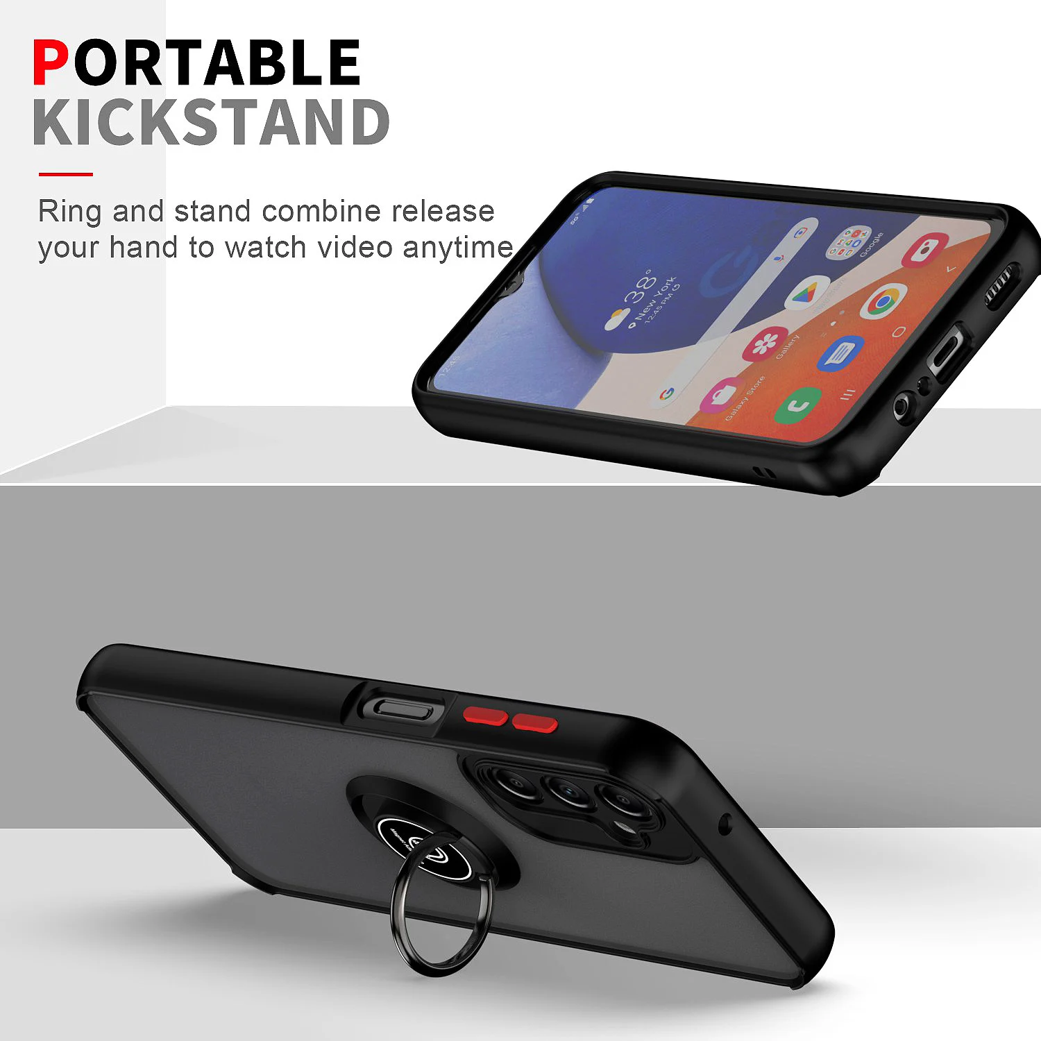 Durable Armor Case with Ring Stand Holder and Grip