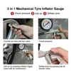Tire Pressure 0-220PSI Long Tube Gauge Dial Meter High-Precision Tyre Air Compressor Tester Tool for Car Motorcycle Monitoring 6