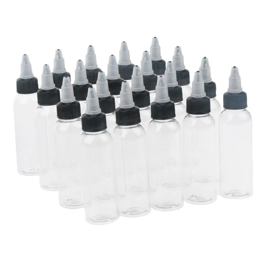 20 Pieces Empty Plastic Squirt Bottles for Condiments, Paint, Oil - 60ml / 30ml , 60ml