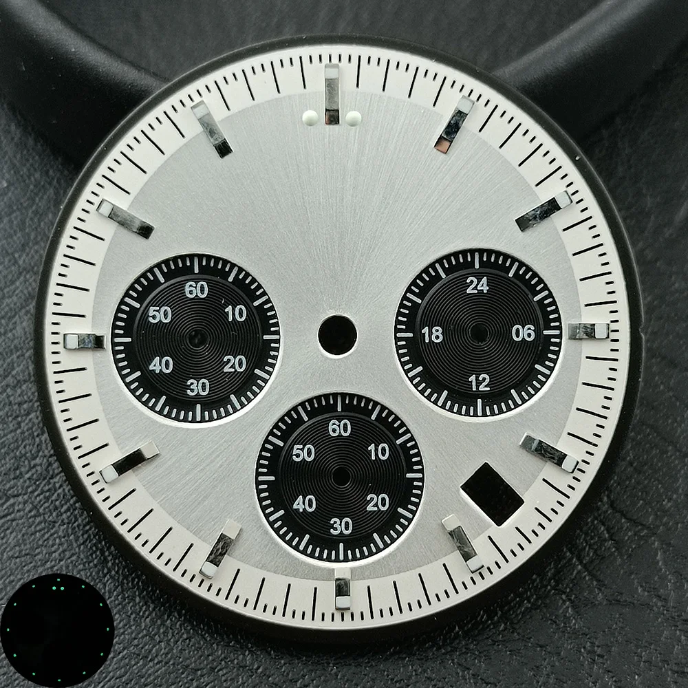 VK63 Chronograph Watch dial 32.5mm VK63 dial green luminous panda