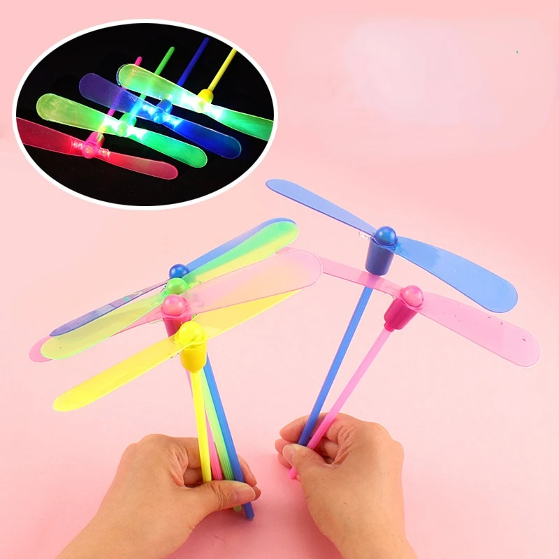 Novelty Plastic Bamboo Dragonfly Propeller Luminous Toys Kids Outdoor Toy Tradition Classic Nostalgic Toys Flying Arrows
