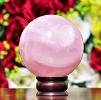 Natural Pink Rose Quartz Sphere Crystal Ball Healing Home Office Demagnetization Decorative Gem Gift 2
