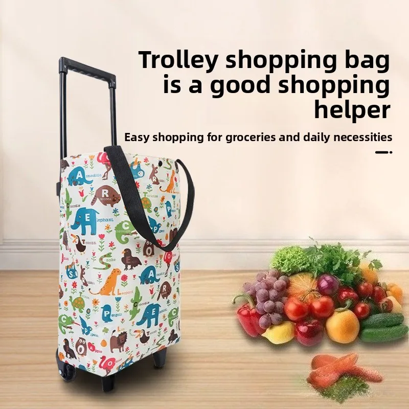 Convenient travel camping car trolley bag folding hand pull to buy groceries small cart home trailer bag small cart