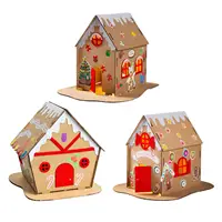 Christmas Cardboard House Kits Christmas Party Game Favors Unassembly Cardboard House Projects Art for Children Kids 1