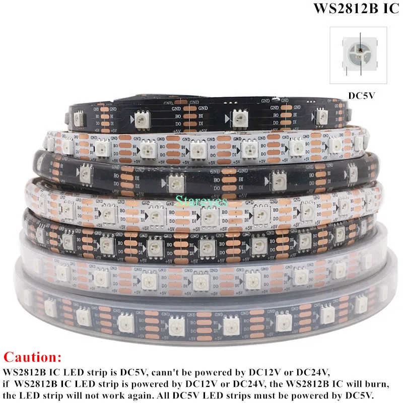 1 Piece Magic color SMD5050 5m UCS1903 WS2811 DC12V WS2812B DC5V RGB LED Strip Individually Addressable Digital Led Tape Ribbon