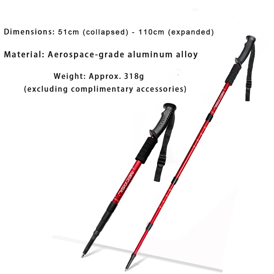 Enhanced Shock-Absorbing Adjustable Trekking Poles - Collapsible, Strong, and Lightweight
