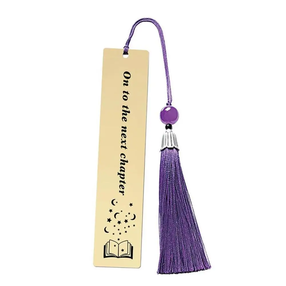 Metal Bookmark Page Sign Stainless Steel Tassels Pendant Stationery Reading Book Mark School Learning Supplies Teachers Day Gift
