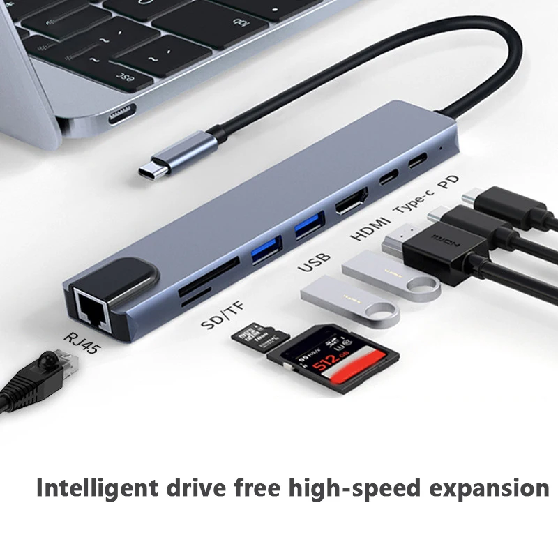 

USB-концентратор 3 в 1, 10 в 1, Тип C, от 3,0 до 4K, HDMI адаптер с кардридером RJ45, SD/TF, PD, быстрая зарядка для ноутбука, компьютера