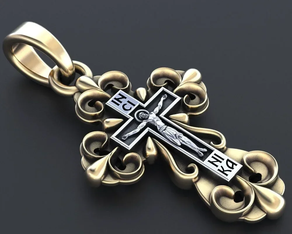 3g 3D Cross With A Crucifix In Jesus Gold Pendant  Customized 925 Solid Sterling Silver Pendant