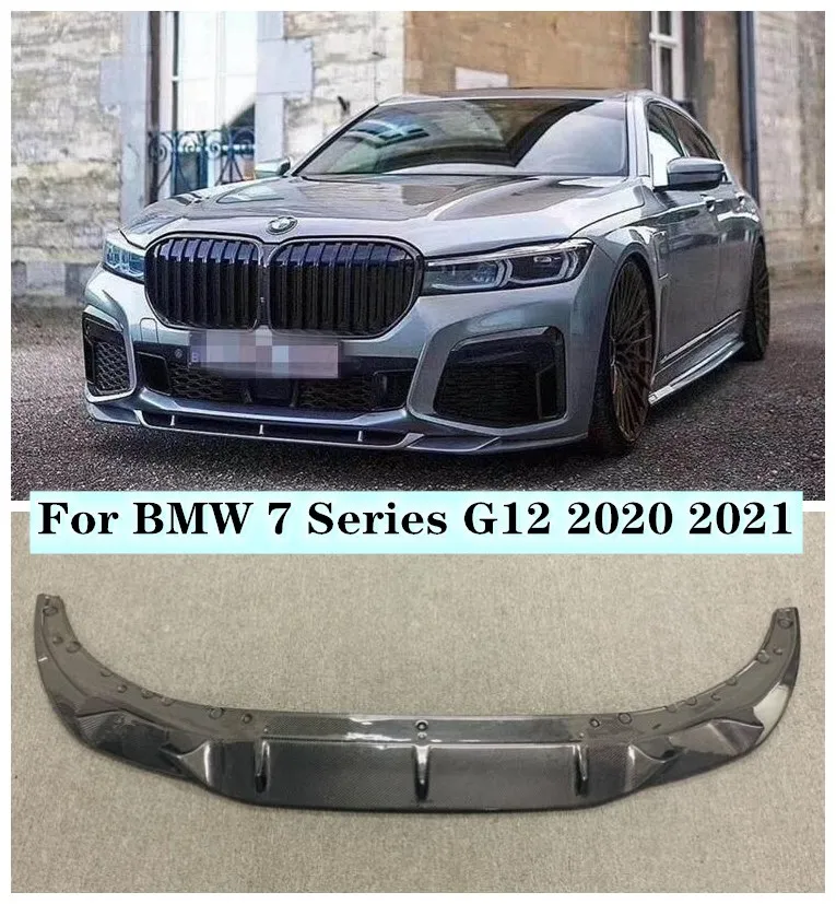 

For BMW 7 Series G11 G12 G13 2019-2022 High Quality ABS Black & Carbon Fiber Bumper Front Lip Spoiler Protector Cover