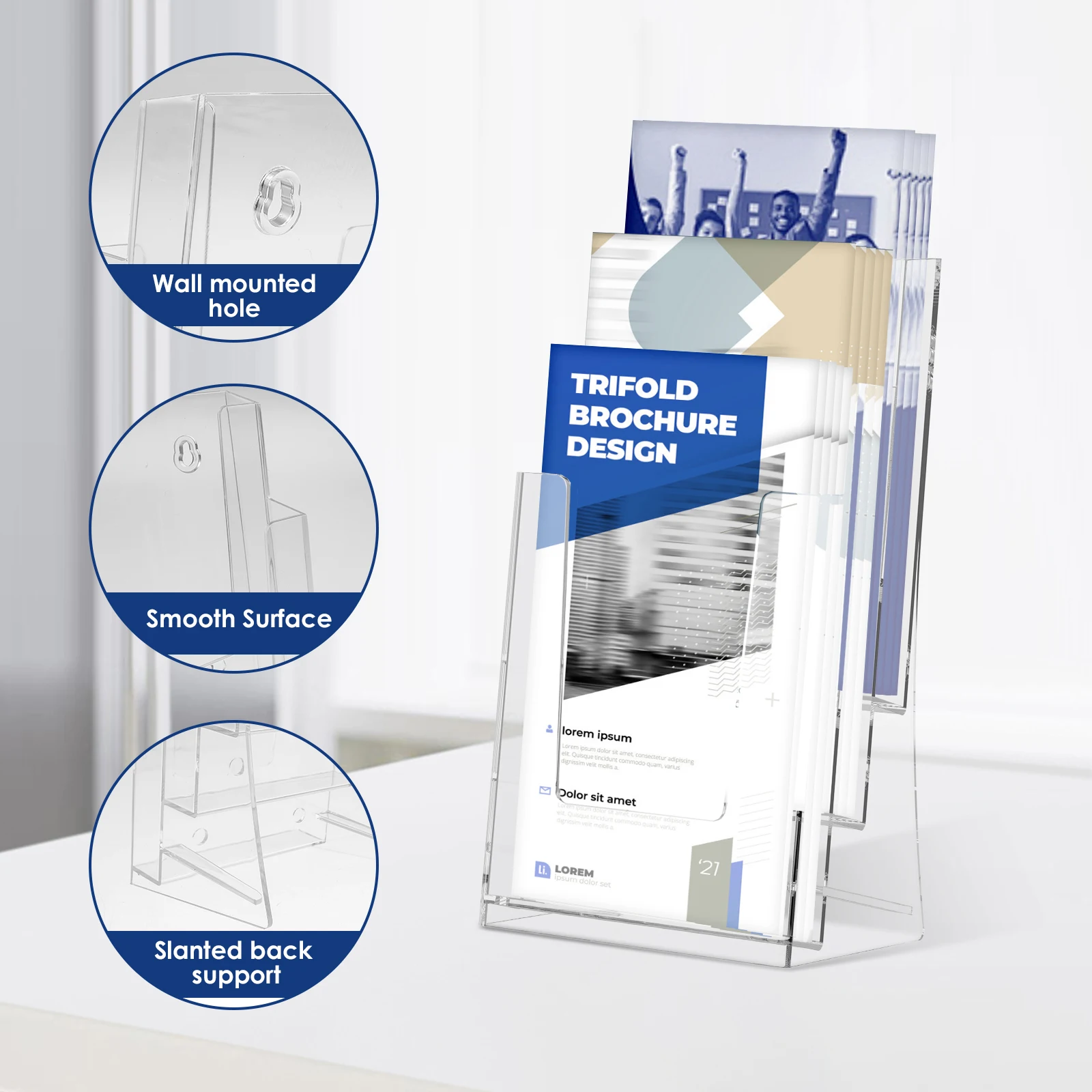 Clear Acrylic 3 5 Tier Brochure Holder Desk Display Stand