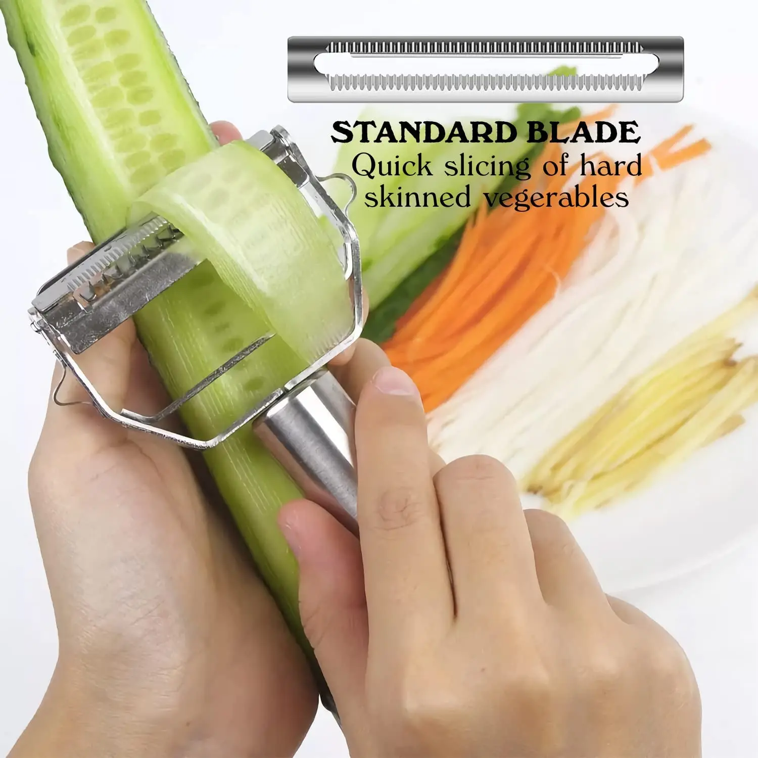 Vegetable Peeler，SZYIKUER Stainless Steel 2 in 1 Julienne Vegetable Peeler  Perfect for Carrot Potato Melon Gadget Vegetable Fruit