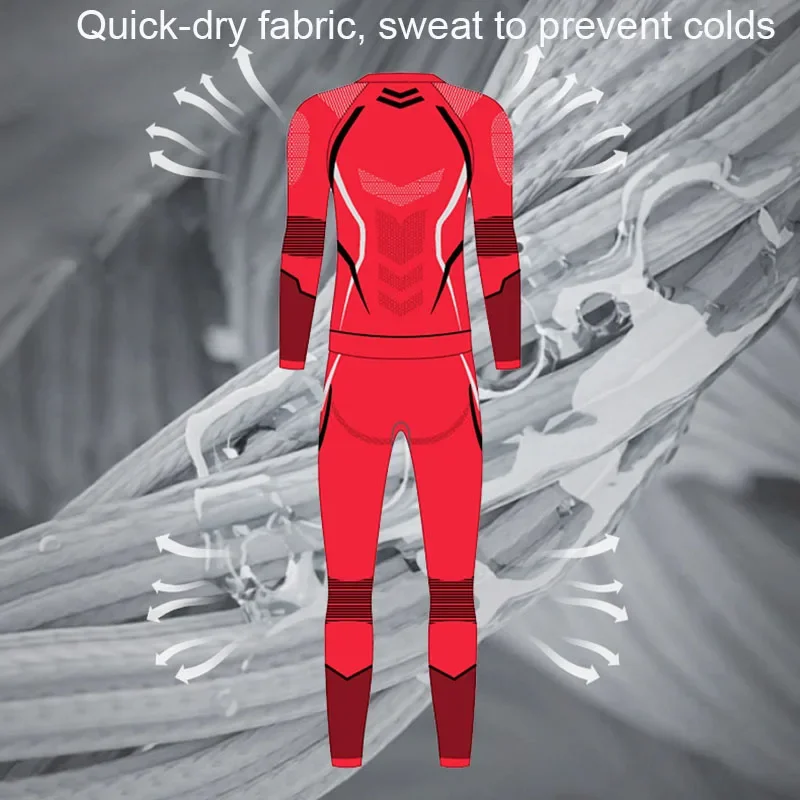 Men's Women's Ice Skiing Compression Clothes Autumn Winter Sports Cycling Tight Fitting Sweat Wicking Warm Underwear