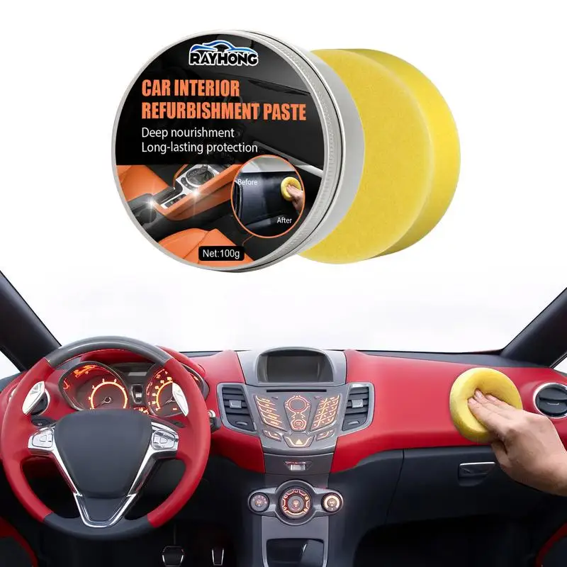 

Car Restorer Cream Car Refurbishment Kit Refurbish Paste With Sponge Detailing Cleaner For Removing Stains Oil From Leather