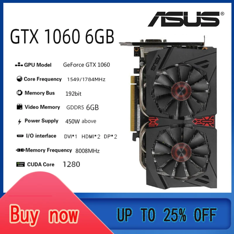 ASUS Raphic Card GTX 950 960 1050 1060 1650 1660 RX 580 2GB 3GB 4GB 6GB 8GB Video Cards GPU AMD Intel Desktop CPU Motherboard best graphics card for gaming pc Graphics Cards