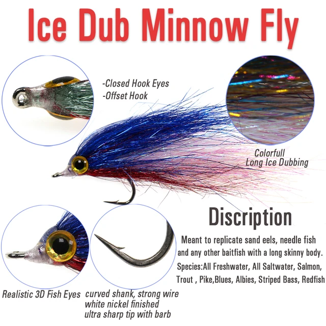 Wifreo Wounded Ice Minnow Fly Ice Dub Slowly Sinking Salmon Trout