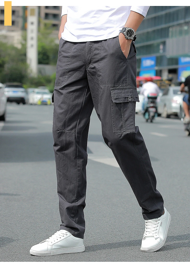 navy blue cargo pants Men's Straight Cargo Pants Spring Trend Loose Trousers For Men Pockets Military Sports Outdoor Casual Jogging Pants Trousers Men wrangler cargo pants