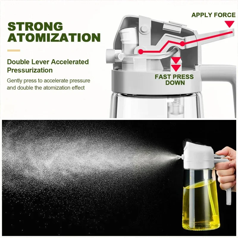 2in1 500ml Plastic Spray Oil Sprayer Bottle Spray Oil Dispenser Oil Jar Cruet BBQ Kitchen Baking Roasting Picnic Kitchen Tool 5