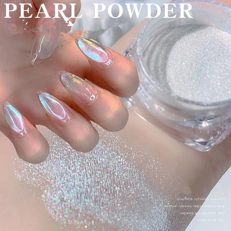 White Iridescent Nails Powder Aurora Chrome Dust for Nails Mermaid Pearly  Luster Powder Manicure Pigment Nail Art Pearl Powder - AliExpress