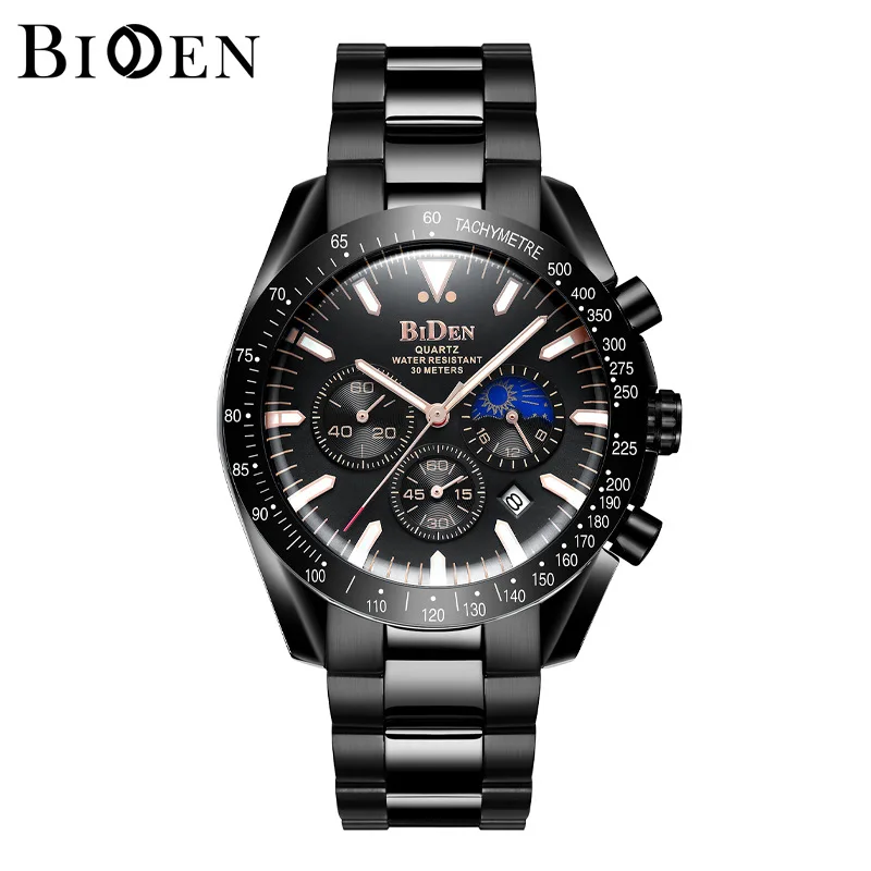 Biden Blue Water Ghost men's wristwatch stainless steel strap top brand luxury fashion casual multi-functional men's watch