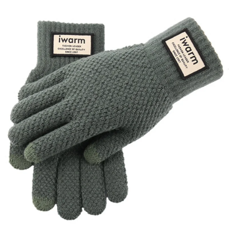 

Winter Warm Plus Velvet Thick Elastic Sports Fitness Riding Gloves Fashion Men's Wool Knitted Touch Screen Driving Gloves L46L