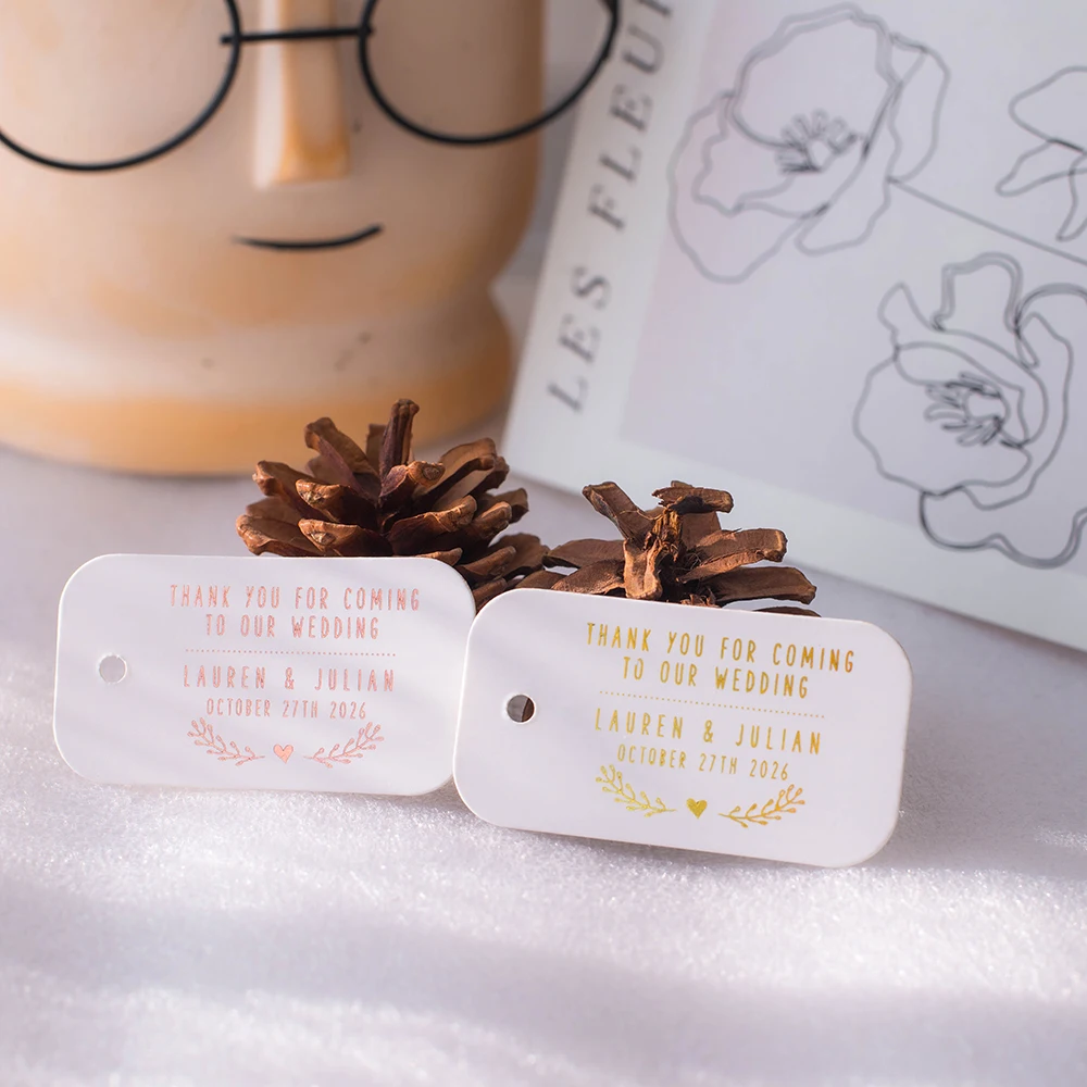 YJJ3-35x65mm Personal Name Gift Sign Bride And Groom Wedding Blessings Paper Label Customization Golden Printing
