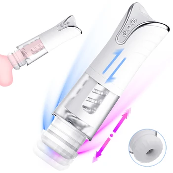Telescopic Male Masturbator Cup Automatic Sucking Oral Sex Real Silicone Vaginal Blowjob Adult Goods Toys For Men Sex Machines 1