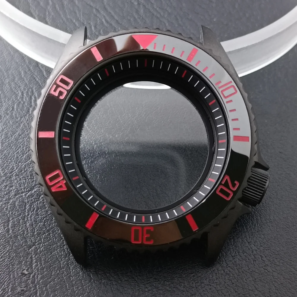 High-Quality 42mm Men's Steel Black Watch Case with Sapphire Glass and 22mm Band