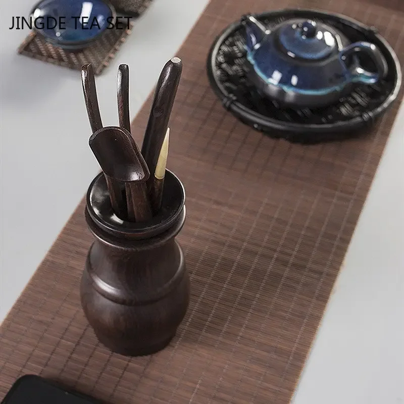 Tea Ceremony Six Gentlemen Set Chinese Tea Set Accessories Ebony Tea Making Tools Solid Wood Tea Clip Spoon Tea Art Decoration