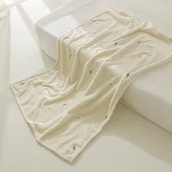 Cozy Embroidered Bear Fleece Baby Blanket - Soft & Warm Swaddle - 90X125CM (Dinosaur)