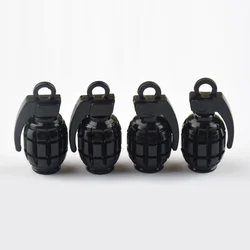 4pcs Aluminum Grenade Tire Valve Caps - Air Dust Covers (Black)