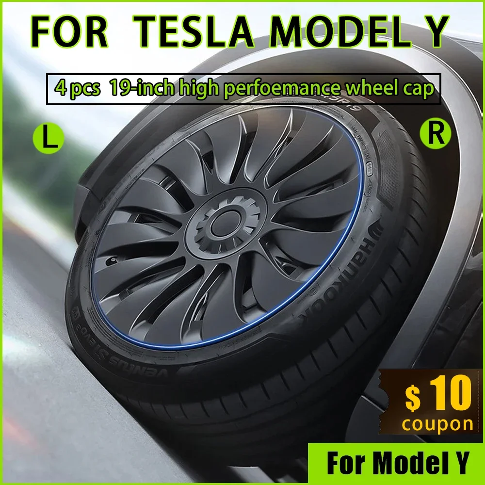 

4 шт. для Tesla Model Y 2019-2023 двухцветная сменная колпачок ступицы колпачки на колеса Автомобильная колпачок на полный обод 19 дюймов