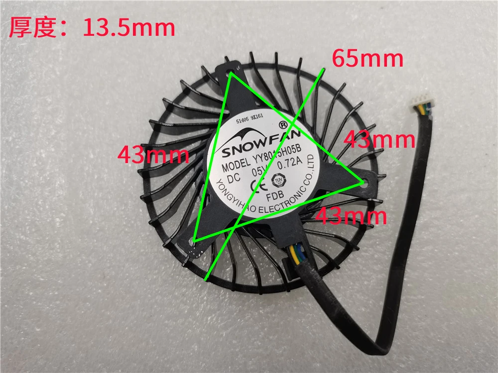 

For SNOWFAN YY8015H05B WSA08015F05H Equal side hole pitch 45MM Diameter 65MM 0.72A Industrial control fan Large air volume 5V