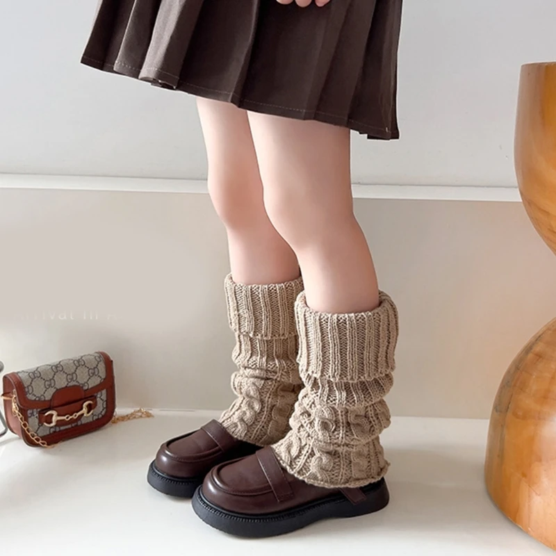 Leg Warmers for Child Girls Handmade Crochet Knee High Socks Breathable Tights Children Leg Warmers