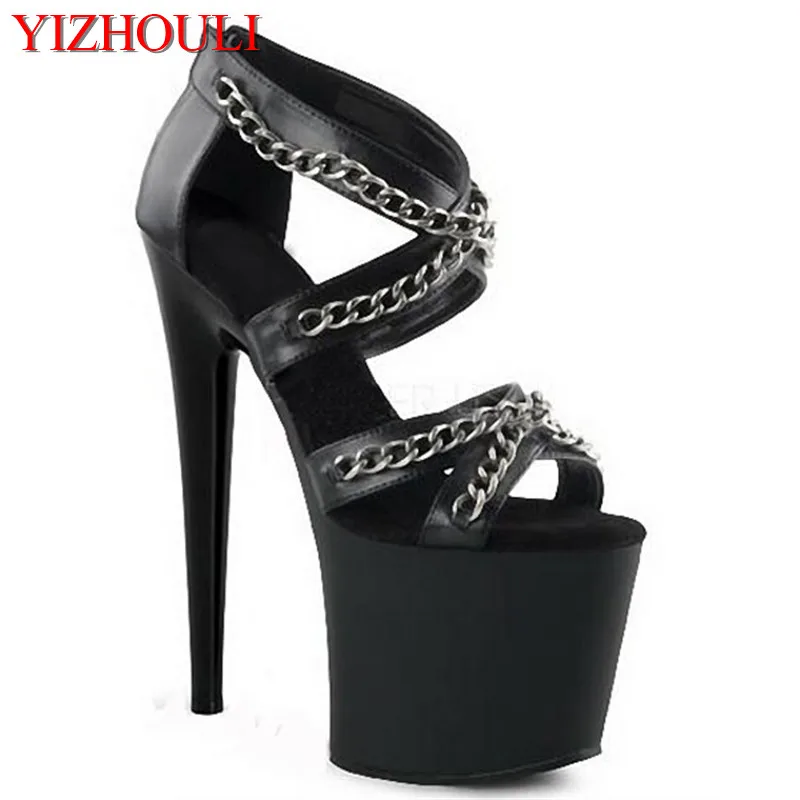 

20cm Sexy Gladiator 8 inch heels, Stiletto Pole Dance/Show/Model Sandals/Chain Decorative dance shoes