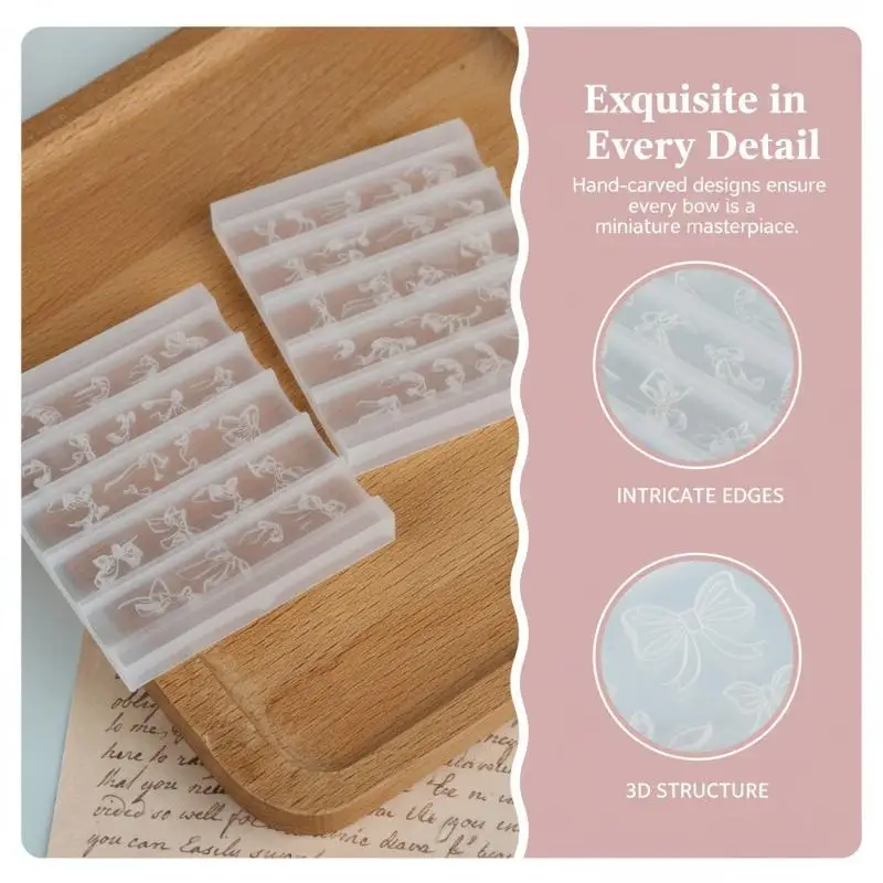 리본 모양 실리콘 네일 아트 몰드 3D 다중 리본 레이스 보우 몰드 DIY 네일..