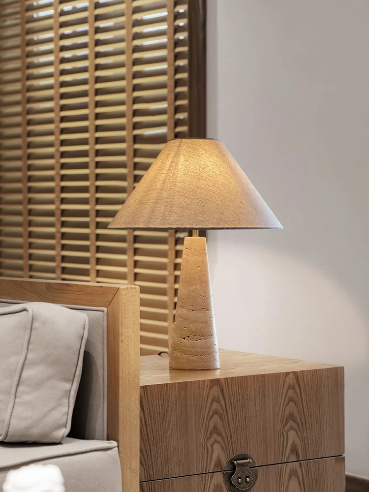 

Japanese Yellow Hole Stone Table Lamp Retro Designer Living Coffee Table Bedroom Bedside Table Lighting Hotel Decorative Lights