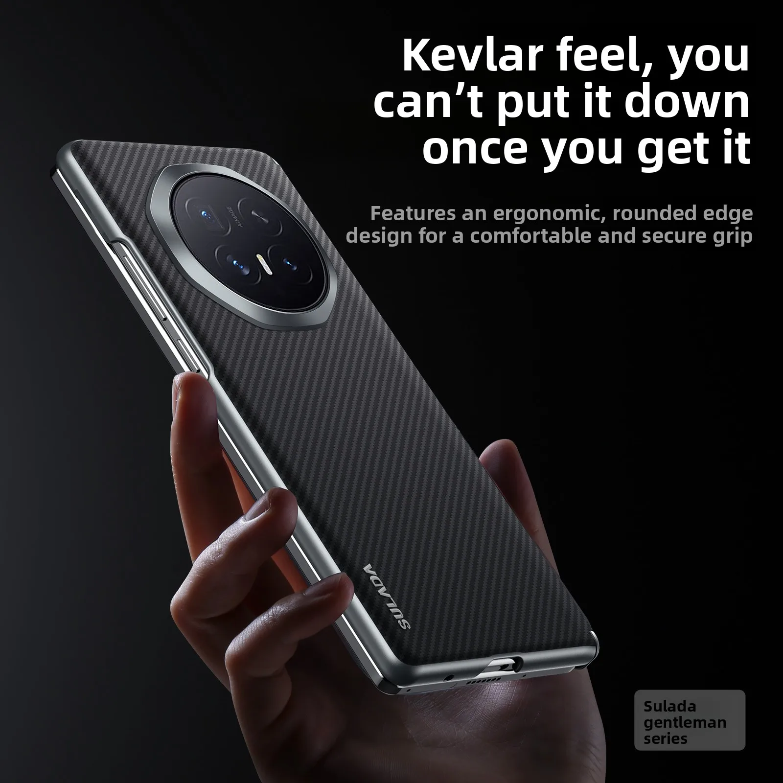 Luxury Kevlar Skin Feel Folding Phone Cover with Built-in Magnetic Closure - Shockproof Bumper