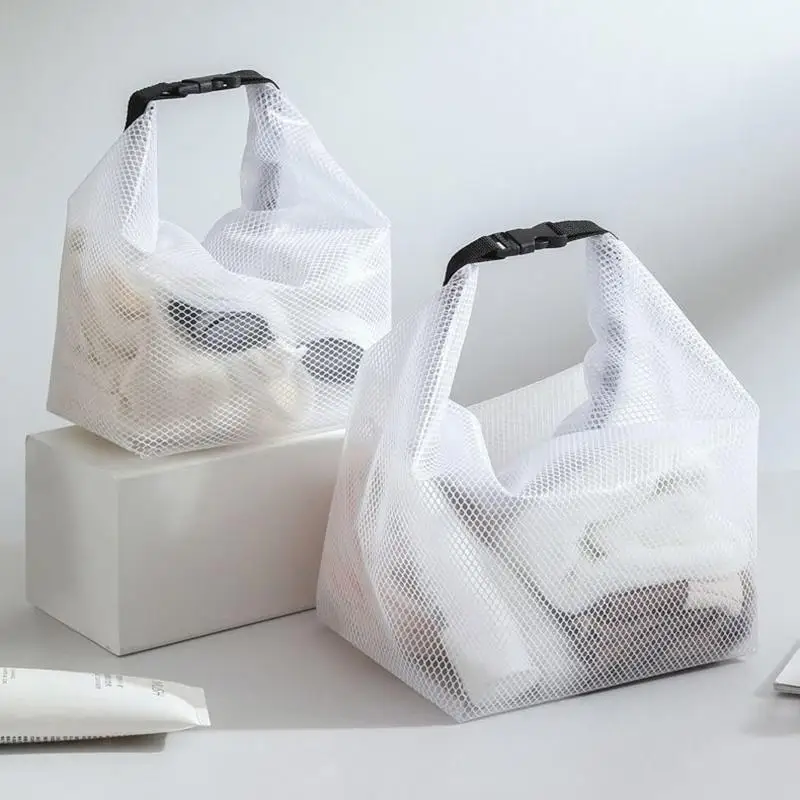 Waterproof Cosmetic Storage Bag Large Capacity Fitness Clothing Swimming Handbag Portable Shopping Travel Buckle Type Mesh Bags