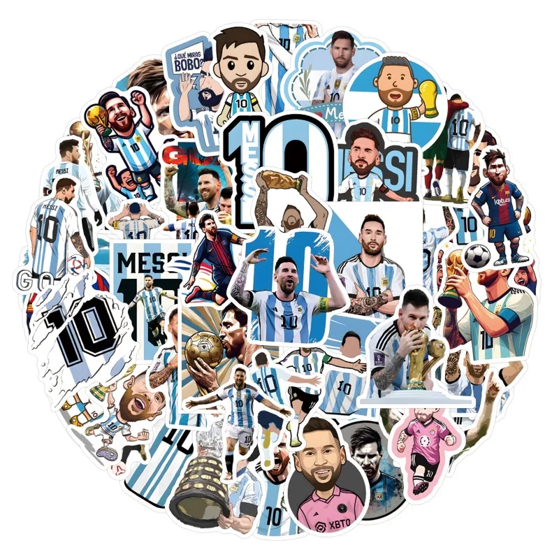 54pcs Pictures of Football Star Lionel Messi Suitcase Water Cup Guitar Car Scooter Stationery Mobile Phone DIY Decoration Decals