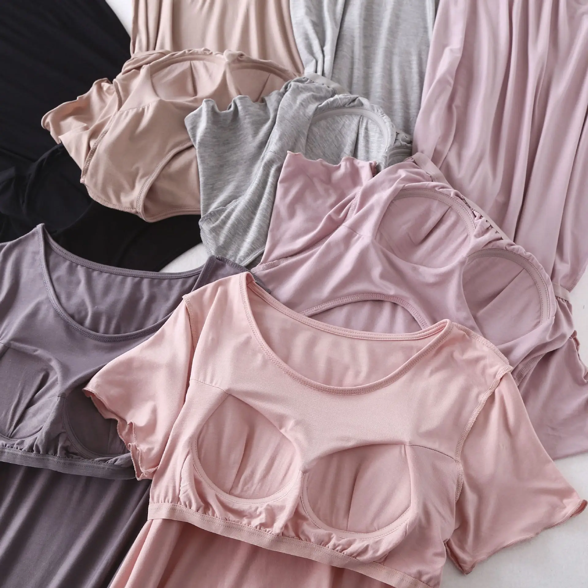 

Однотонная дизайнерская Домашняя одежда, Женская Повседневная Ночная сорочка из модала с нагрудной подушкой, Женская свободная ночная рубашка, женское платье большого размера с круглым вырезом для сна