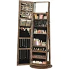 Superior 360° Swivel Jewelry Cabinet, Lockable Jewelry Organizer with Full-Length Mirror, Rear Storage Shelves, Jewelry Armoire 1