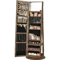 Superior 360° Swivel Jewelry Cabinet, Lockable Jewelry Organizer with Full-Length Mirror, Rear Storage Shelves, Jewelry Armoire 1