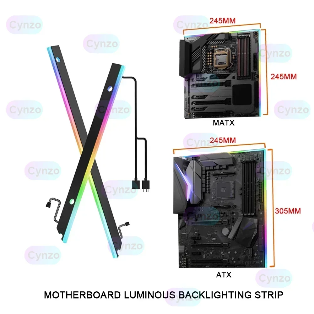 Placa base de iluminación IO ARGB ATX, placa base iluminada para Host de ordenador, MOD MATX para PC, tira de retroiluminación decorativa de