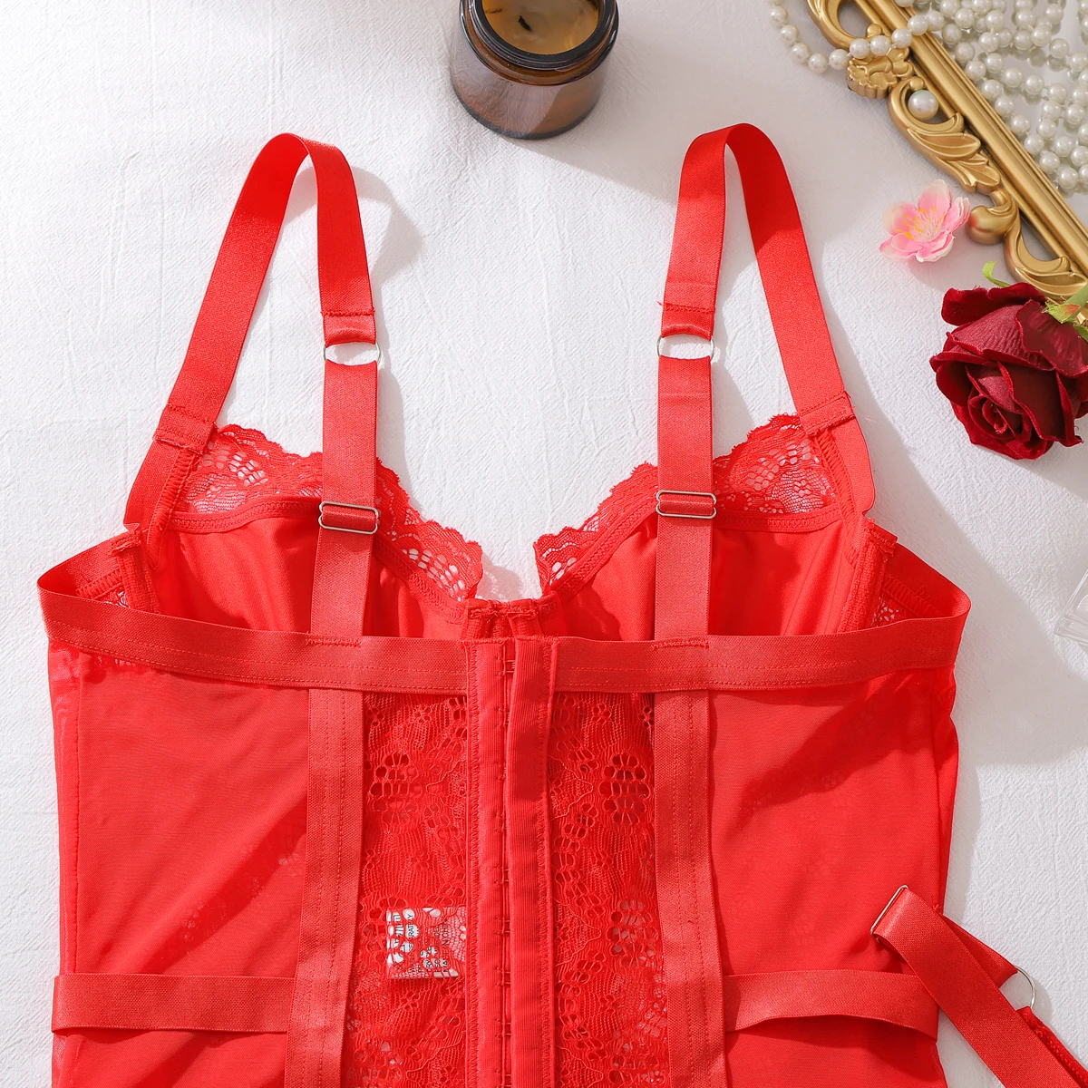 lace corset lingerie set styling detail